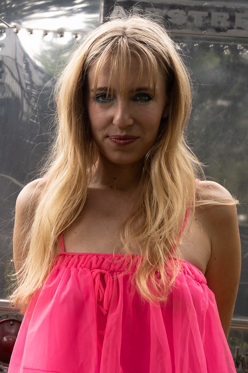 Backstage portrait — pink dress, artist photography