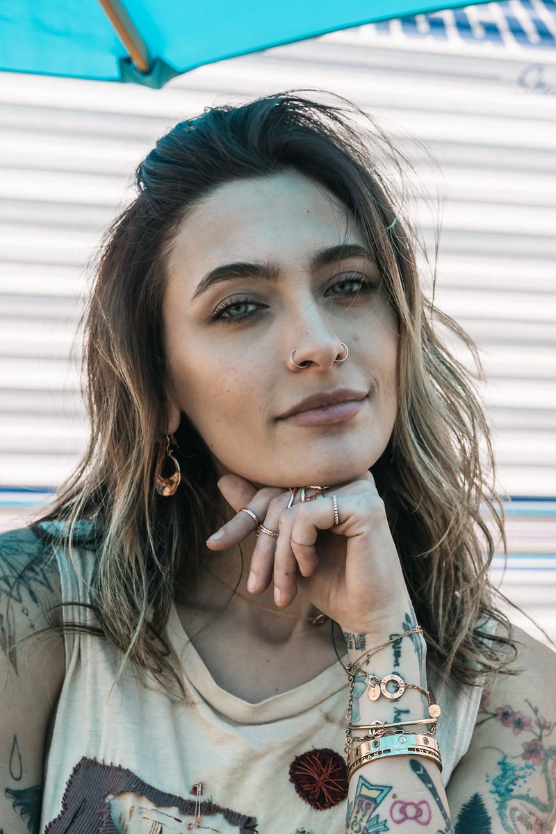 Close-up backstage portrait — festival artist photography