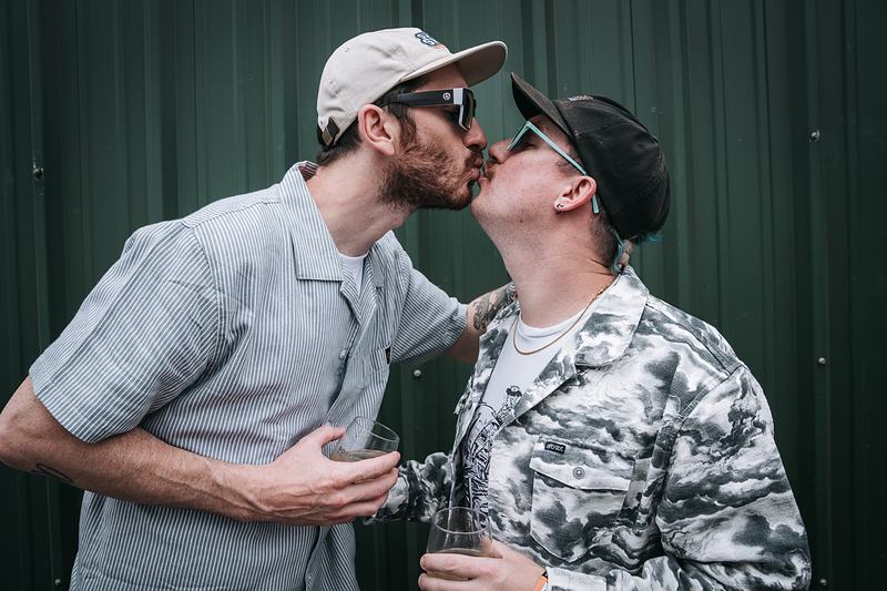Festival environment and group photography — backstage documentation
