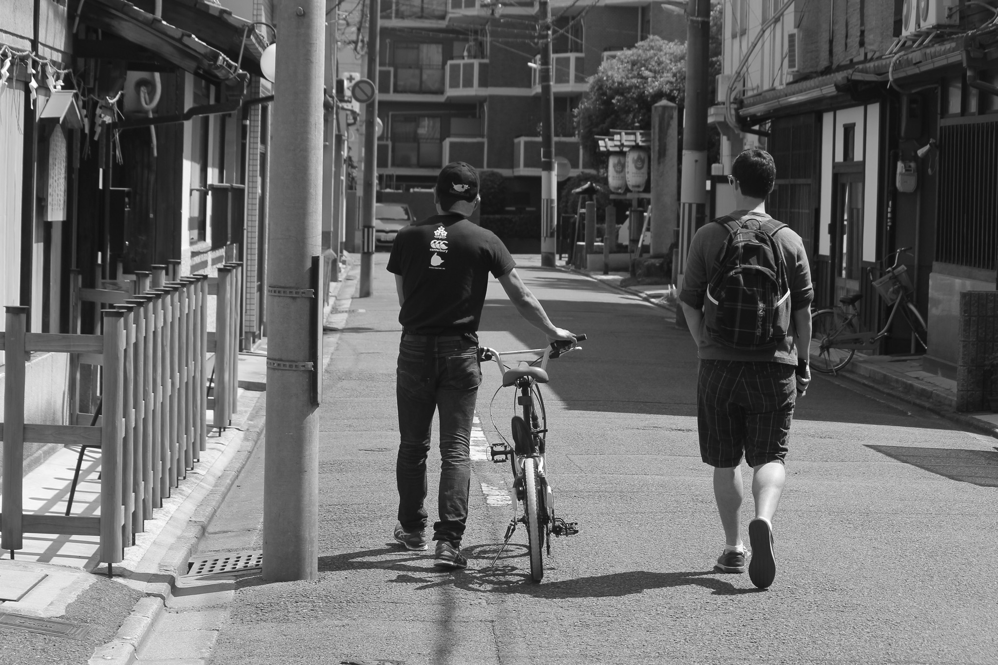 Exploring a quiet neighborhood street in Japan during a hosted travel retreat