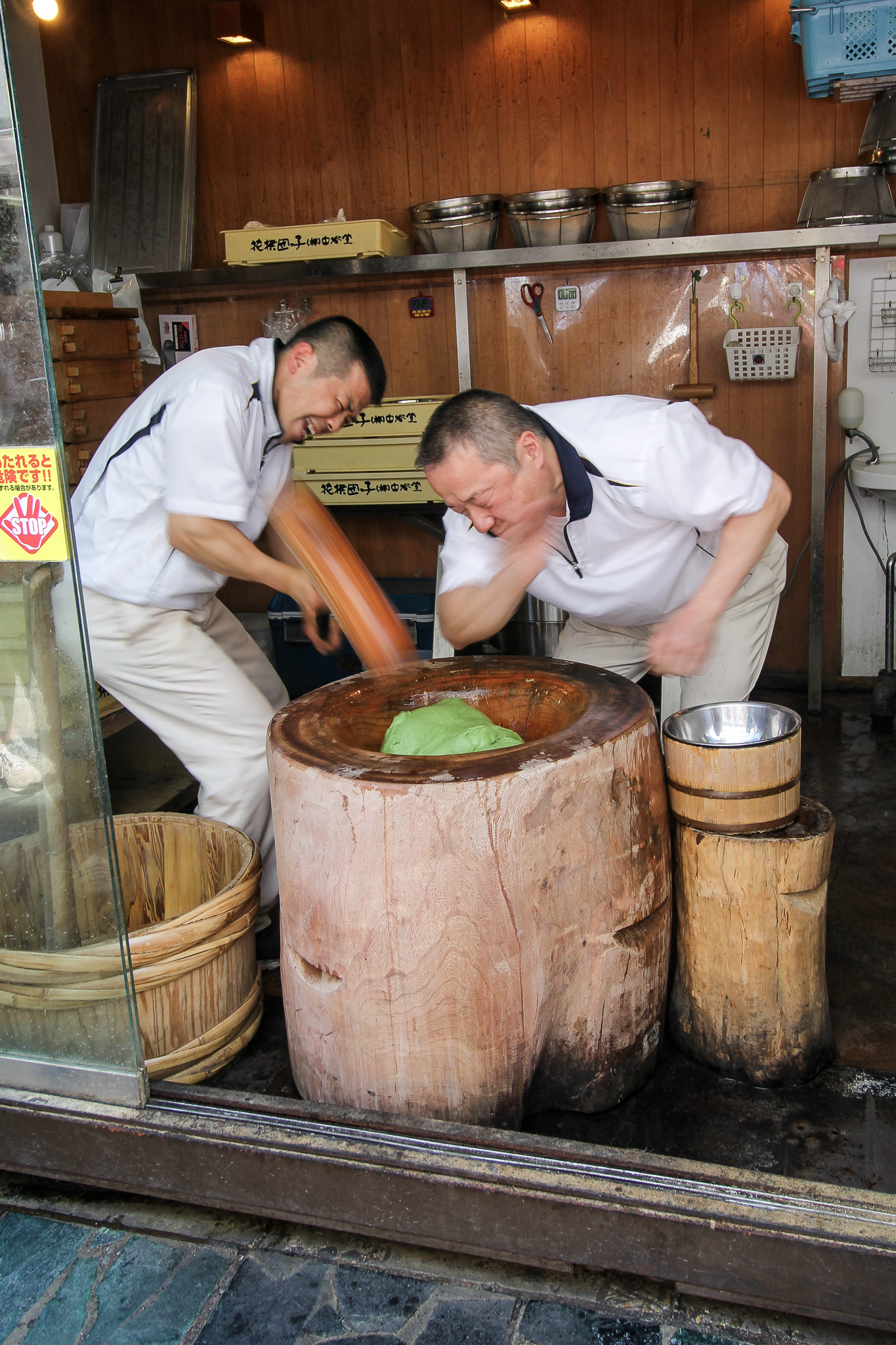 Traditional mochi-making experience during travel in Japan